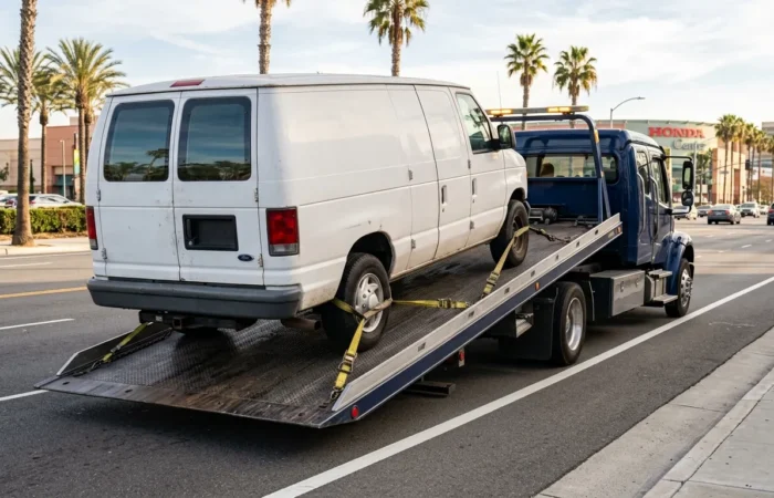 Medium Duty Towing Anaheim CA for a disabled commercial van