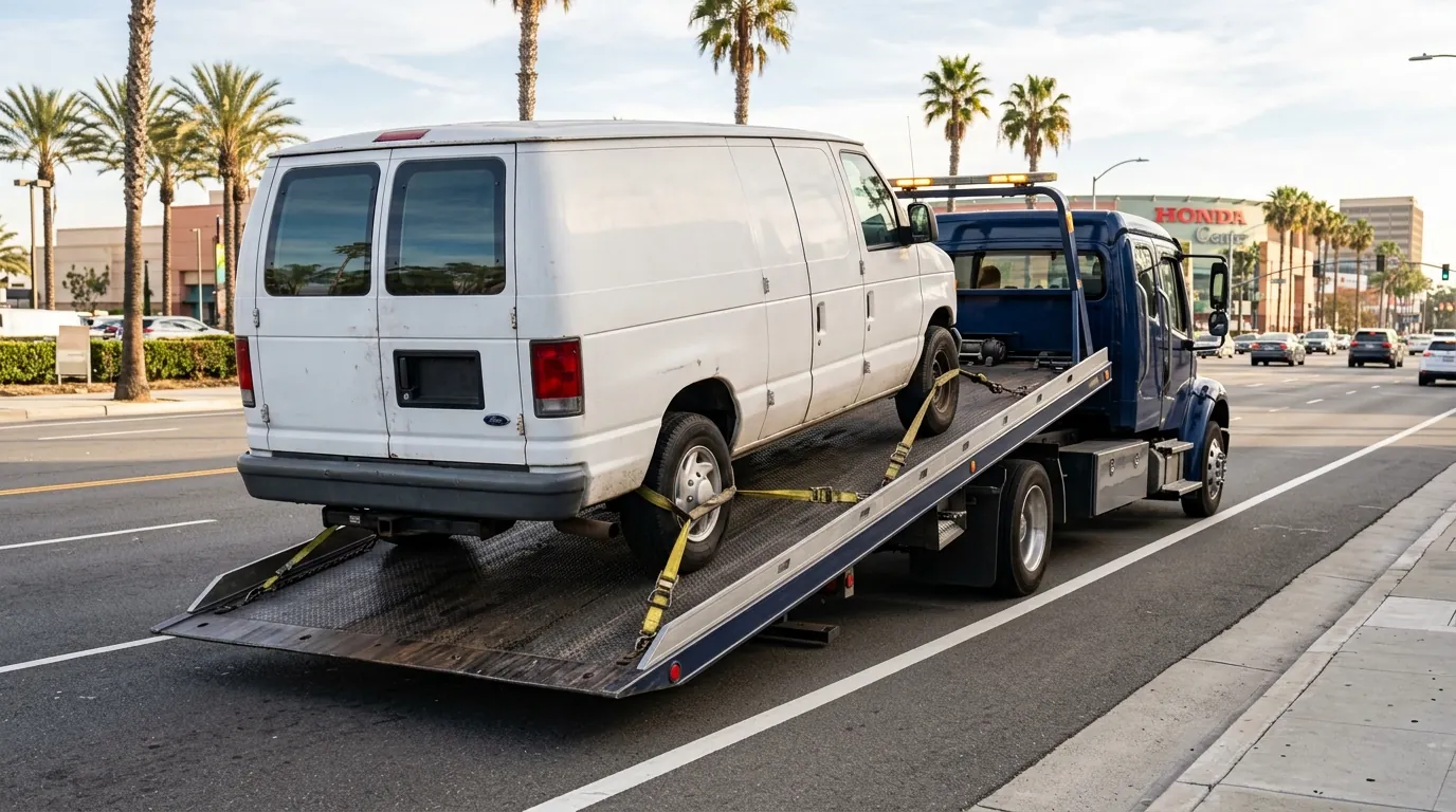 Medium Duty Towing Anaheim CA for a disabled commercial van