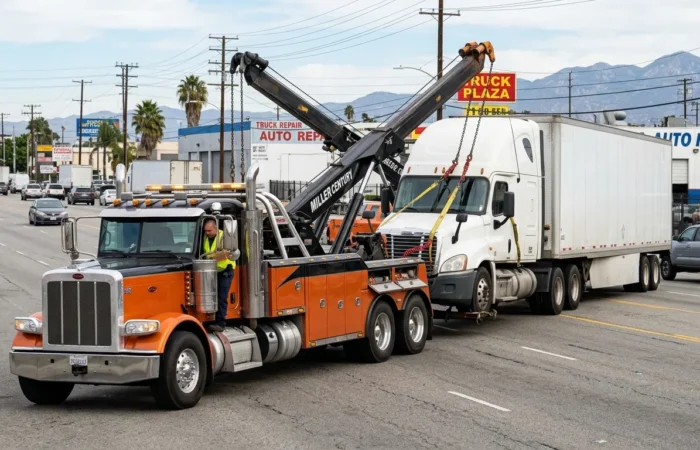 Heavy Duty Towing for a commercial truck in Van Nuys CA