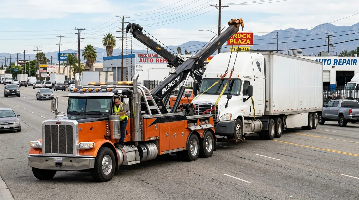 Heavy Duty Towing for a commercial truck in Van Nuys CA